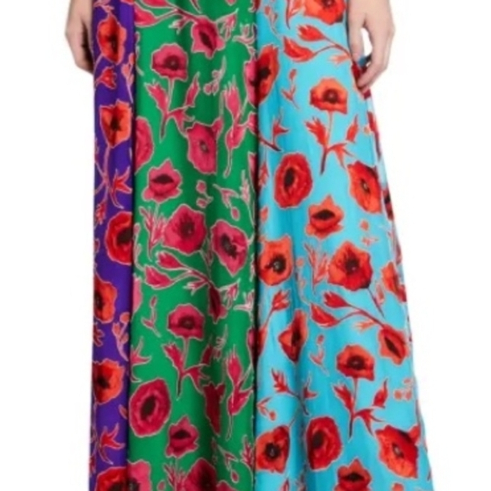 The Alice + Olivia Aquinnah Paneled Floral Multicolor Maxi Skirt